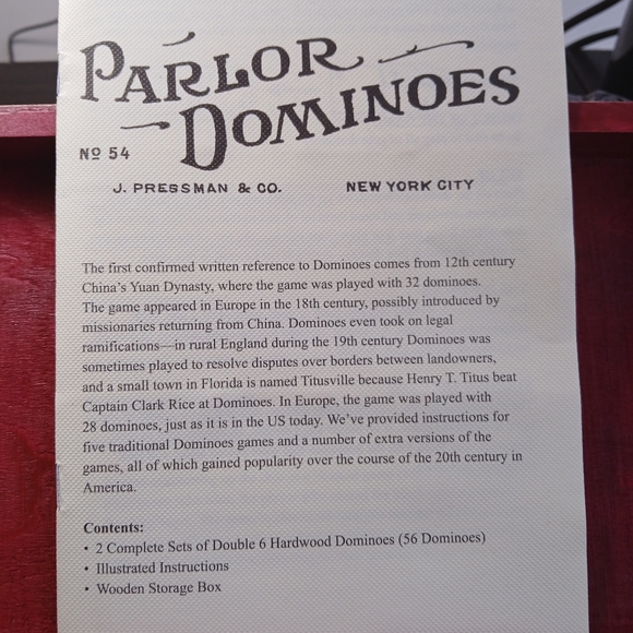 Parlor Dominoes is a faithful reproduction of one of their original sets. New - Picture 6 of 7